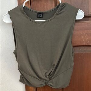 Olive Green Sleeveless Twist Knot Top